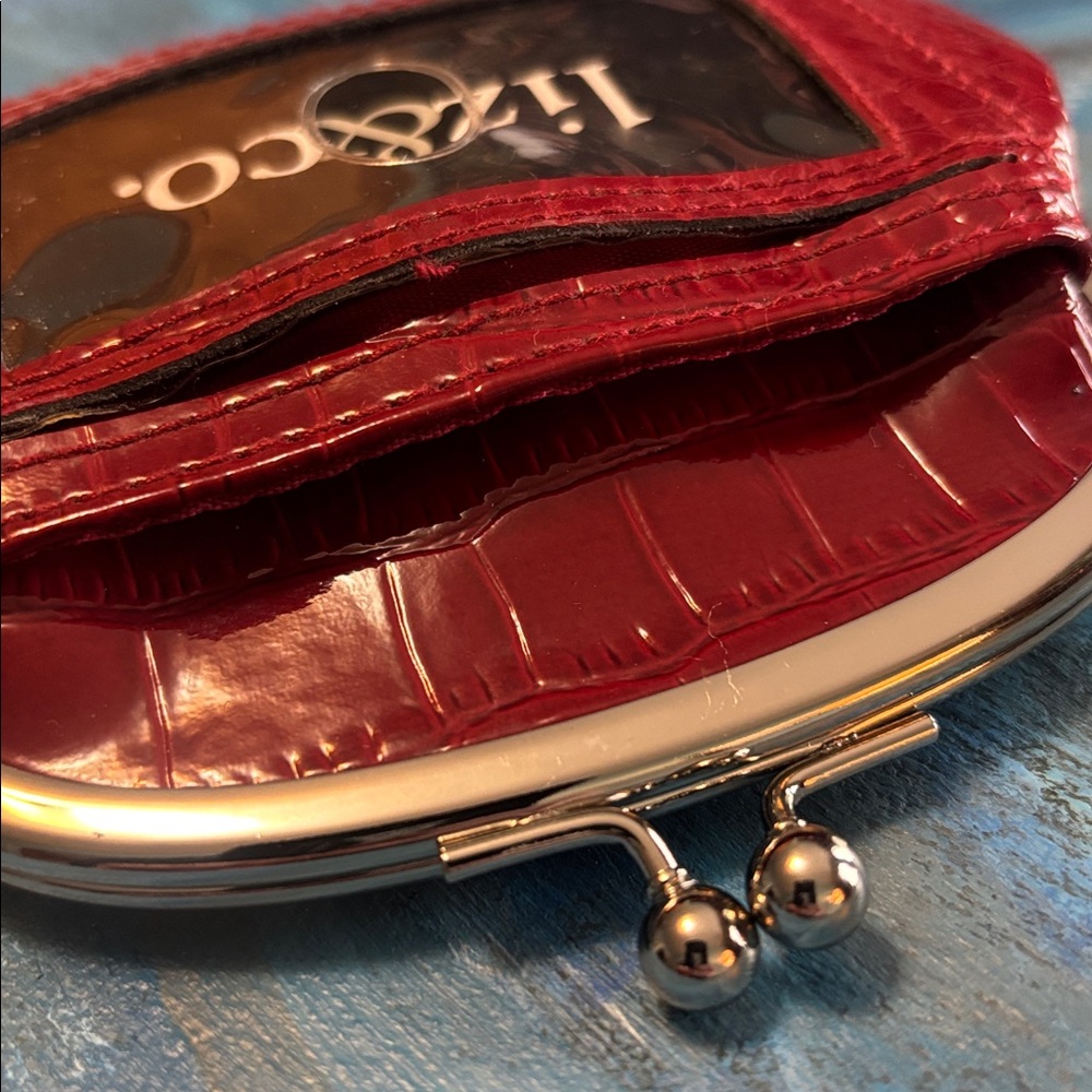 Liz & Co. Red Croc-Embossed Coin Pouch